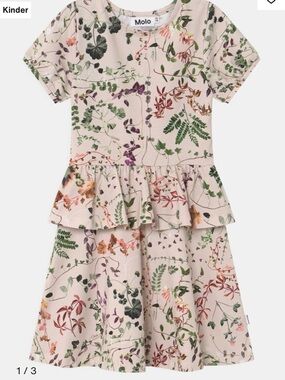 Girls' Floral Pink Peplum Dress organic cotton 7/8Y Molo